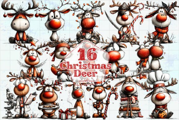 Adorable Christmas Deer Watercolor PNG for Illustrations