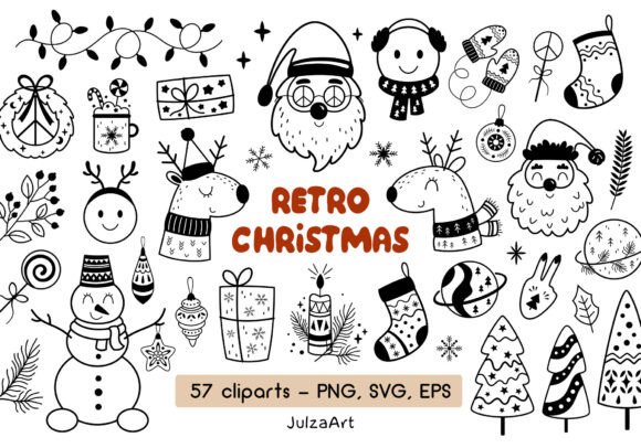 Black and White Retro Christmas Clipart: A Designer’s Review