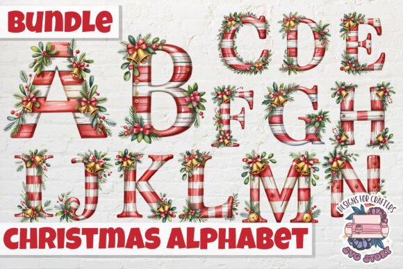 Christmas Alphabet Watercolor PNG: Illustrations for Branding