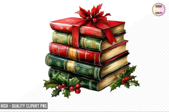 Christmas Books Clipart PNG: Cozy Illustrations for Crafters