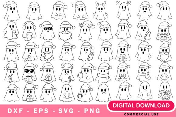 Christmas Ghost SVG Bundle: Cute Illustrations for Crafters