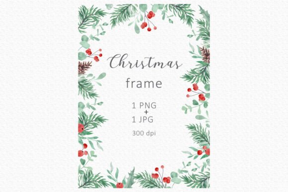Christmas Watercolor Frame: Illustrations for Sellers
