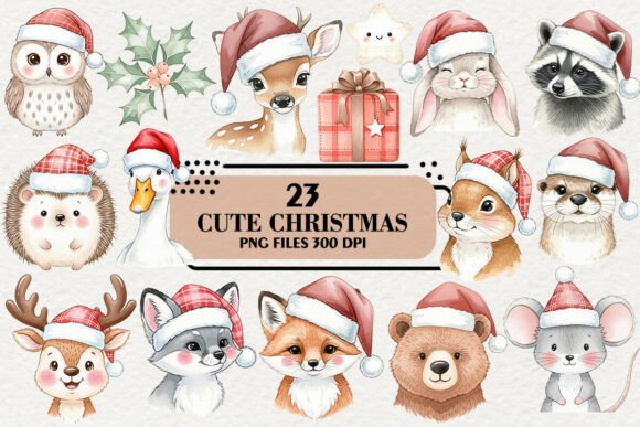 Cute Woodland Christmas Clipart for Illustrations