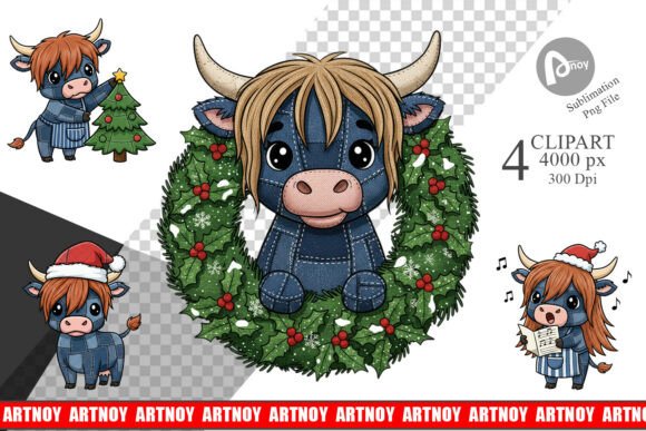 Denim Highland Cow Christmas Clipart: A Seller’s Review