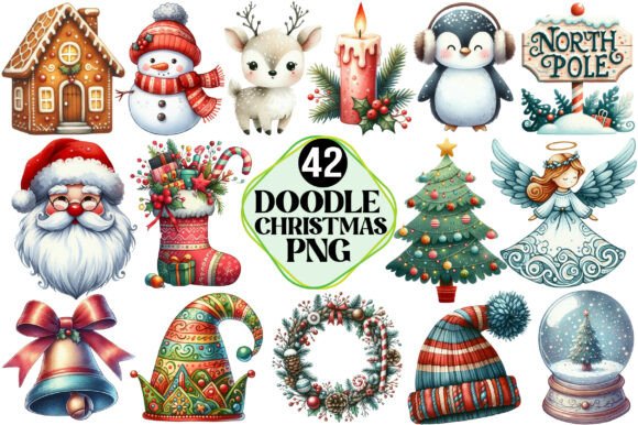 Doodle Style Christmas Clipart & Illustrations