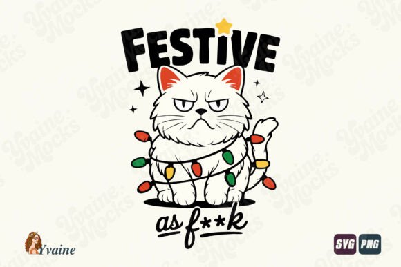 Funny Christmas Cat SVG: Festive Illustrations