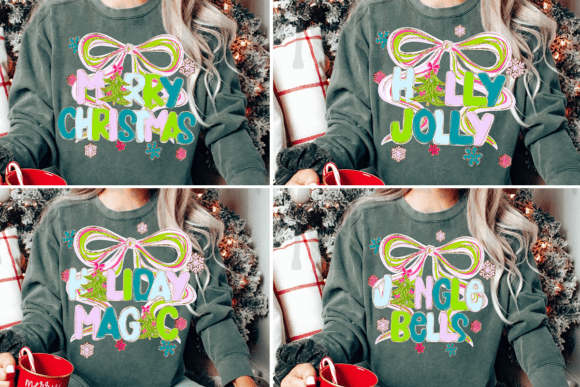 Glitter Bow Pink Green Christmas Bundle: Illustrations Review