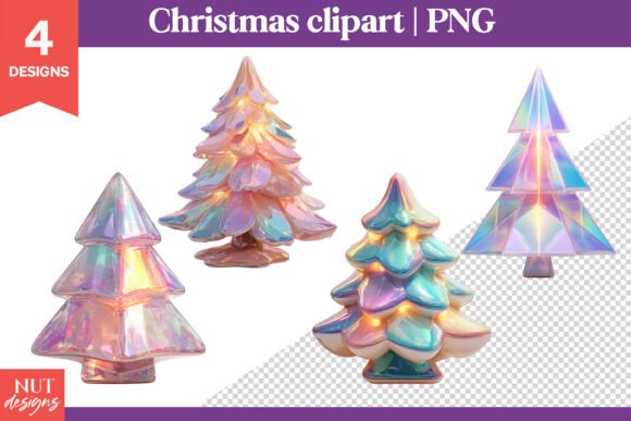 Iridescent Glass Christmas Trees PNG Review