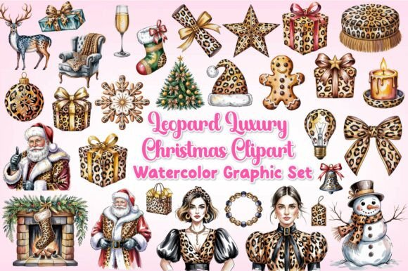 Leopard Luxury Christmas Clipart & Illustrations