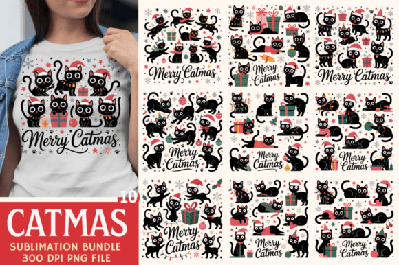Merry Catmas PNG: Festive Illustrations for Blogs