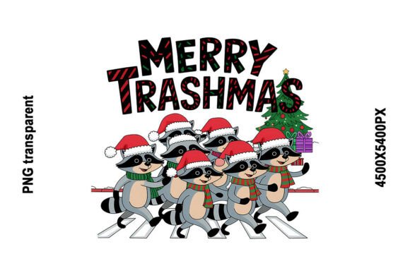 Merry Trashmas Raccoons: Festive Illustrations