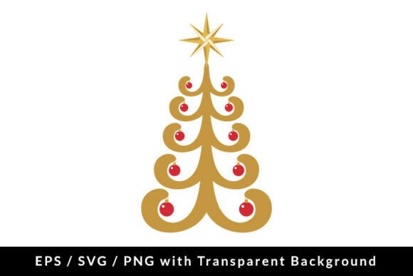 Modern Golden Christmas Tree SVG: Elegant Illustrations