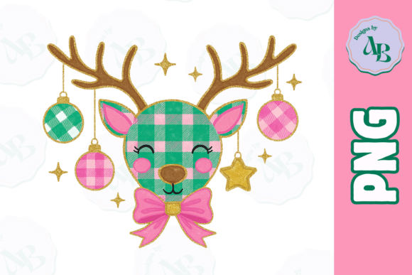 Plaid Reindeer Girly Christmas PNG Review
