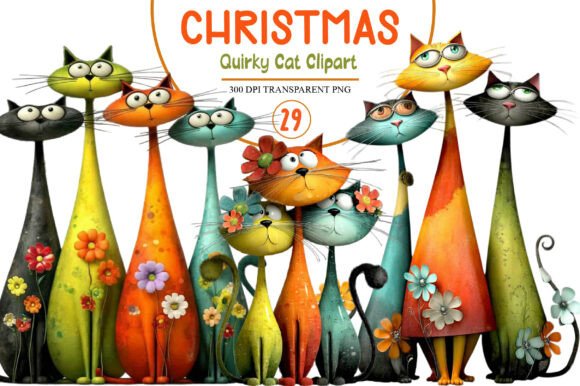 Review: Christmas Quirky Cat Clipart for Embroidery