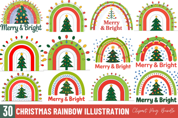 Review: Christmas Rainbow Illustration Clipart for Sellers