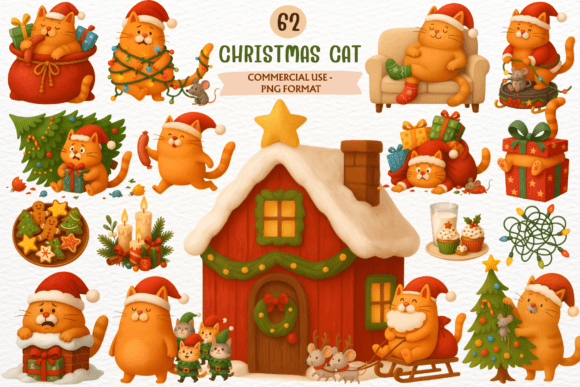 Review: Christmas Santa Cat Clipart Kitten PNG Illustrations