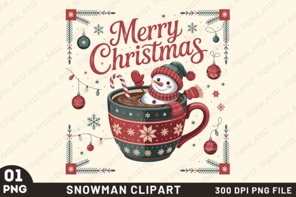 Review: Christmas Snowman Mug PNG Clipart for Illustrations