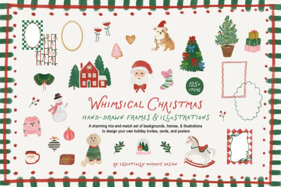 Review: Watercolor Christmas Clipart Frames & Illustrations