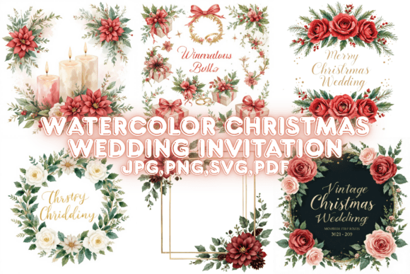 Review: Watercolor Christmas Wedding Invitation Illustrations