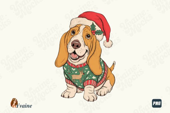 Reviewing Christmas Basset Hound PNG Festive Dog Illustrations