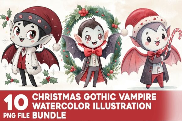 Reviewing Christmas Gothic Vampire Watercolor Illustrations