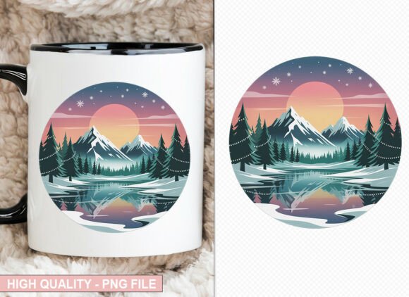 Round Christmas Landscape Clipart PNG Review