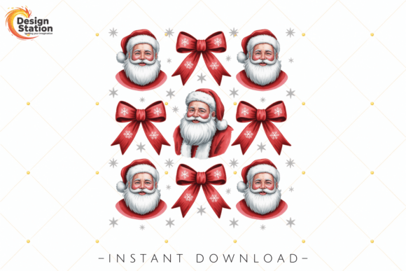 Santa Claus Red Bow Christmas PNG: Festive Illustrations