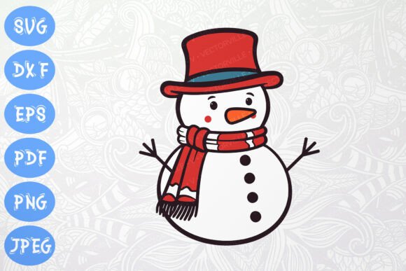 Snowman with Red Hat SVG: Festive Illustrations