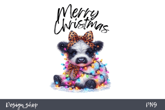 Sublimation Merry Christmas Cow Illustrations